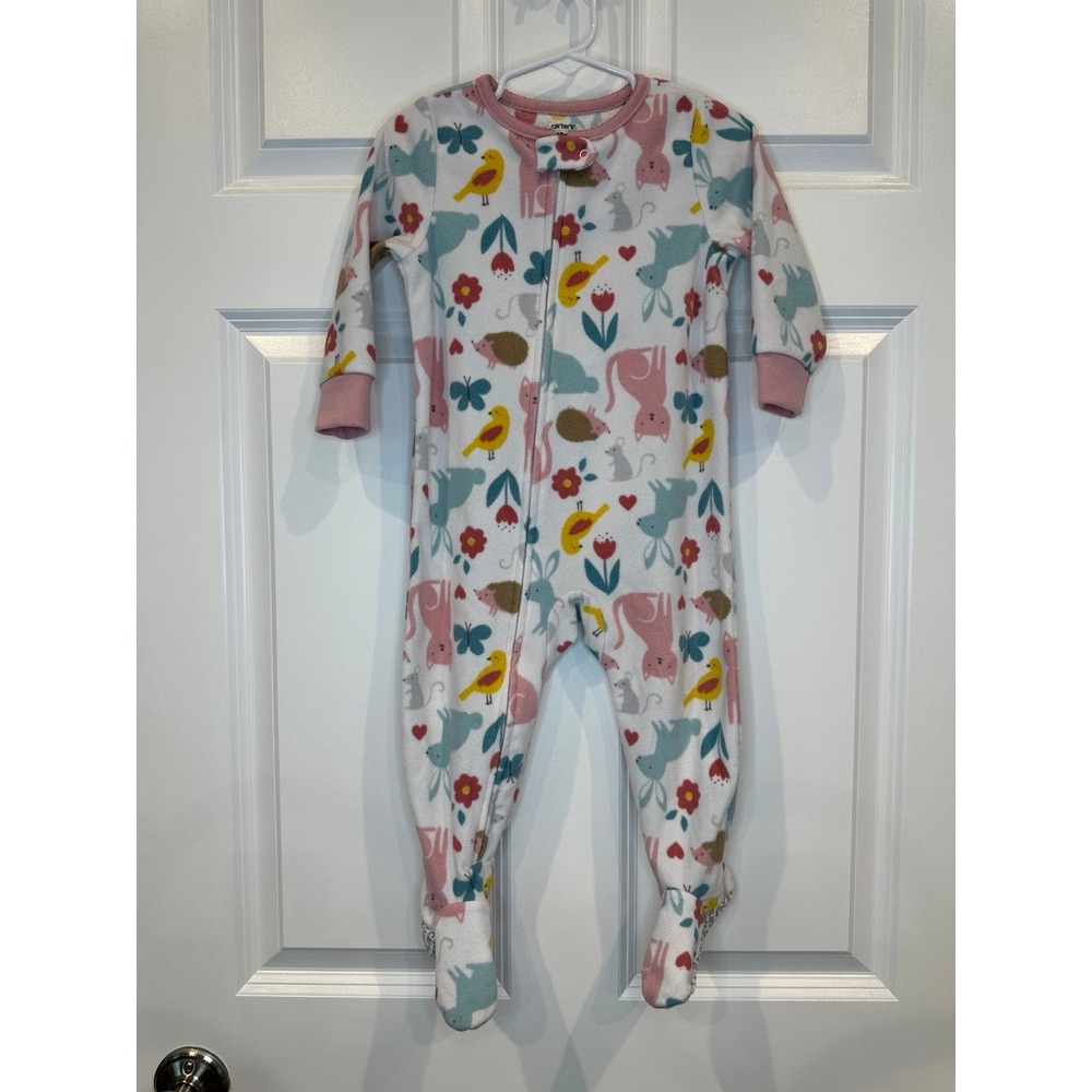 Carters Girls Fleece Footie Pajamas Size 18 Months